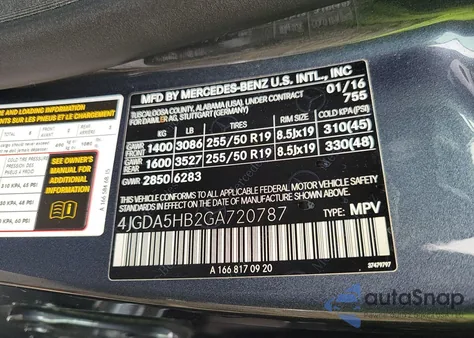 2016 Mercedes-Benz Gle 350 4Matic from USA, damaged, VIN 4JGDA5HB2GA720787